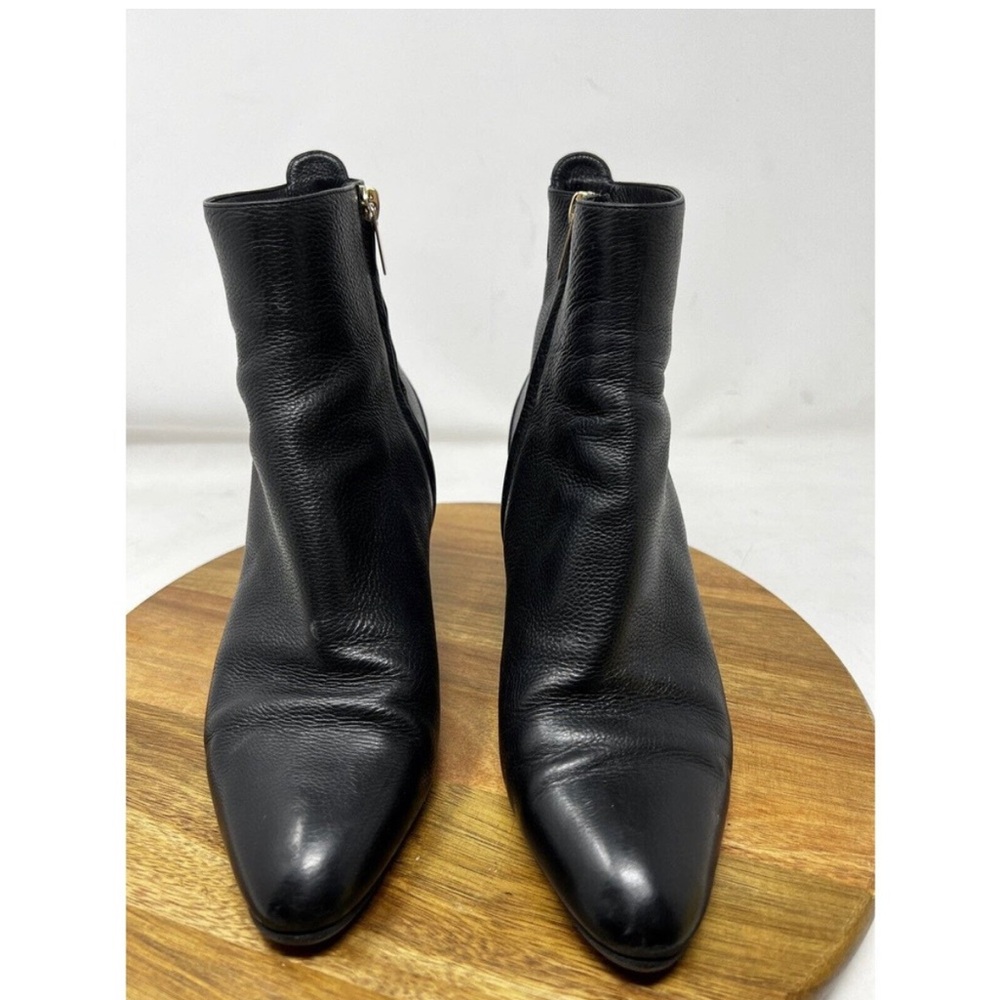 Jimmy Choo Boots Womens 39 9 Pebbled Leather Black Side Zip Ankle Boot
